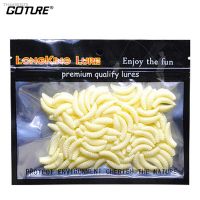 ✻ Goture 50Pcs 2.4cm 0.37g Maggot Grub Soft Fishing Lure Hooks Silicone Artificial Bait Earthworm Baits multiple colors