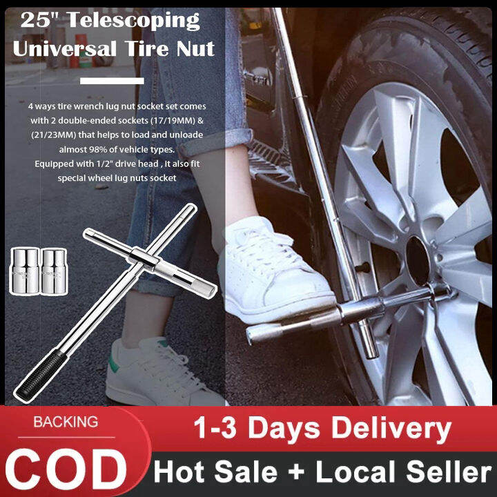 Telescoping Lug Wrench 4Way Universal Tire Nut Wrench Car Wheel Wrench