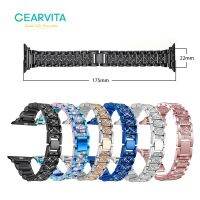 ✕✧﹊ Damski zegarek ze stali Diamostrap pasek na zegarek Apple 4 5/4/3/2/1 42mm 44mm 38mm 40mm bransoletka wzór w cętki od zegarków