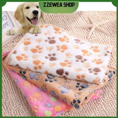 ZZEWEA ผ้ากำมะหยี่สำหรับผ้าห่มสัตว์เลี้ยงเบาะปูรองบ้านลูกสุนัขรูปอุ้งเท้าสุนัขนอนหลับสบาย