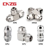 Copper Plated Nickel Pneumatic Air Quick Connector For Hose Tube OD 4MM 6 8 10 12 14 16MM Fast Joint Connection KPV KPE PM PZA