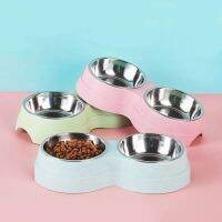 Dog Bowls Double Dog Water and Food Bowls Puppy Stainless Steel Bowls with Non-Slip Resin Station Pet Feeder Bowls for Dogs Cats