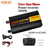 KNHK เครื่องแปลงไฟคลื่นไซน์บริสุทธิ์3000วัตต์ตัวแปลง DC60V เป็นกระแสสลับ220โวลต์พร้อมจอแสดงผลและเต้ารับอเนกประสงค์สำหรับใช้ในกลางแจ้งในบ้านแหล่งจ่ายไฟฉุกเฉินได้รับการจัดอันดับ500วัตต์