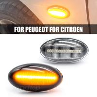 ไฟด้านข้างไฟสัญญาณเลี้ยวไฟ LED กระพริบ LED แบบไดนามิกสำหรับ Peugeot 307 206 407 107 607 1007 C5 C3แสดงสถานะ C6