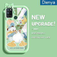 Dienya เคสสำหรับ Realme 7i C17 8 Pro 5 5i 5S 6i Narzo 10a 20a ลายการ์ตูนเป็ดรูปแบบโบว์น๊อตเคสนิ่มทนต่อการเสียดสีเคสโทรศัพท์โปร่งใสฝาครอบป้องกันป้องกันการตกซิลิกาเจลเลนส์กล้องถ่ายรูป