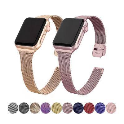 Slim Bracelet Metal Band for Apple Watch 8 7 6 SE 5 4 3 38 40 41 45 49MM Ultra Stainless Steel Milanese Strap for iwatch 42 44MM Straps
