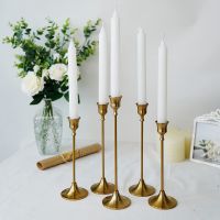 Vintage Decor Candlestick Holders Brass Gold Taper Candle Holders Metal Dinner Candle Holder for Christmas Party Decor