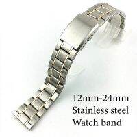 ✜♘ 12-24mm Five-bead Diving สายนาฬิกาสแตนเลสโลหะพับหัวเข็มขัด 18/20/22/24mm Universal Women Men Watch Band อุปกรณ์เสริม