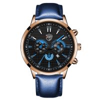 {Miracle Watch Store} หรูหราบุรุษนาฬิกาแฟชั่นเงินสแตนเลสควอตซ์นาฬิกาข้อมือปฏิทินนาฬิกาส่องสว่างผู้ชายธุรกิจนาฬิกาหนังลำลอง