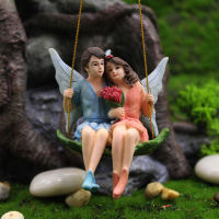 ?Swing Angel คู่รักรูปนางฟ้าเรซิ่นหัตถกรรมของขวัญตกแต่งสวนบ้านขนาดเล็ก