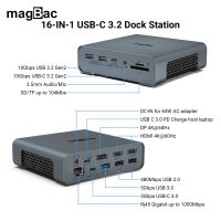 Usb ซีฮับ16-In-1,แท่นวางมือถือฮับพร้อม65W อะแดปเตอร์ AC 4K 60HZ Dual HDMI Gen2 USB3.2ชนิด C RJ45ฮับตัวแยกสำหรับ MacBook M1 M2