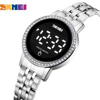 Skmei Top Luxury Women Touch Watch Elegant Stainless Steel Digital Watches Diamond Dial Electronic Wristwatch Ladies Dress Clock