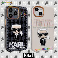 3D แฟชั่นน่ารัก Karl Electroplate หนัง TPU 3 In 1เคสโทรศัพท์สำหรับ Apple iPhone 14 13 12 11 Pro Max Soft ซิลิโคน Anti-Drop ป้องกันปกหลังโทรศัพท์มือถือกรณีสีดำสีขาว