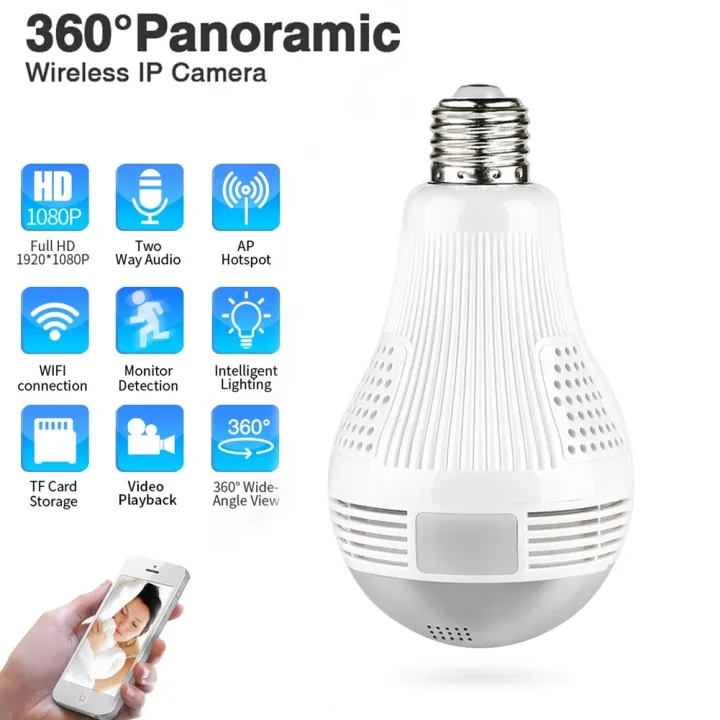 Wifi Smart Camera Easy To Achieve Real Time Remote Viewing V380 PRO CCTV IP Panorama Camera H-220L 360 Degree Spy Light Bulb Wifi