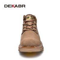 DEKABR รองเท้าบูตสำหรับผู้ชาย,บูทข้อเท้าฤดูใบไม้ร่วงฤดูหนาวพื้นนุ่มหนังแท้ใส่สบายรองเท้าลำลองกลางแจ้งคลาสสิกสำหรับผู้ชาย