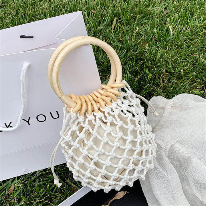 fashion-wrist-pack-ladies-tote-summer-handbag-bucket-shoulder-bag-straw-handbag-rattan-purse-fishnet-shoulder-bag