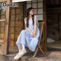 Du Yan ชุดสตรี ชุดฟ้าขาว เดรสน่ารักๆ เดรสยาวทรงเอ กระโปรงนักเรียนเกาหลี ชุดเดรสกระโปรงน่ารักๆ ชุดเดรสแฟชั่น2023