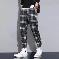 CODkecanm8 Autumn plaid pants mens Corduroy plaid pants loose Leggings秋格子裤男灯芯绒格子裤宽松束脚潮流百搭抽绳休闲裤子男幸福的小店