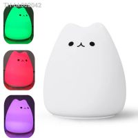 ◆❈ 7 colors Nightlight LED lamps Indoor Mini Cute Cartoon Cat Pat Soft Silicone Bedside Lights For Household Kids Toy Room Lamp