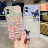 เคส TPU เนื้อนิ่มโปร่งใสใหม่สำหรับ VIVO V29 5G เคสกระเป๋าใส่บัตรแบบดอกไม้ผีเสื้อน่ารัก Vivo V29หรูฝาครอบหลังซิลิโคน VIVOV29 5G 2023