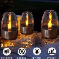 3W 9cm Solar Candle Warm White Flicker led Tea Light 600mA Stainless Steel Garden Landscape Lamp IP65 Camping Tent Night Light