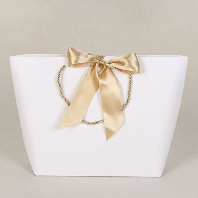 Large Size Gift Box Packaging Gold Handle Paper Gift Bags Kraft Paper With Handles Wedding Baby Shower Birthday Party Favor