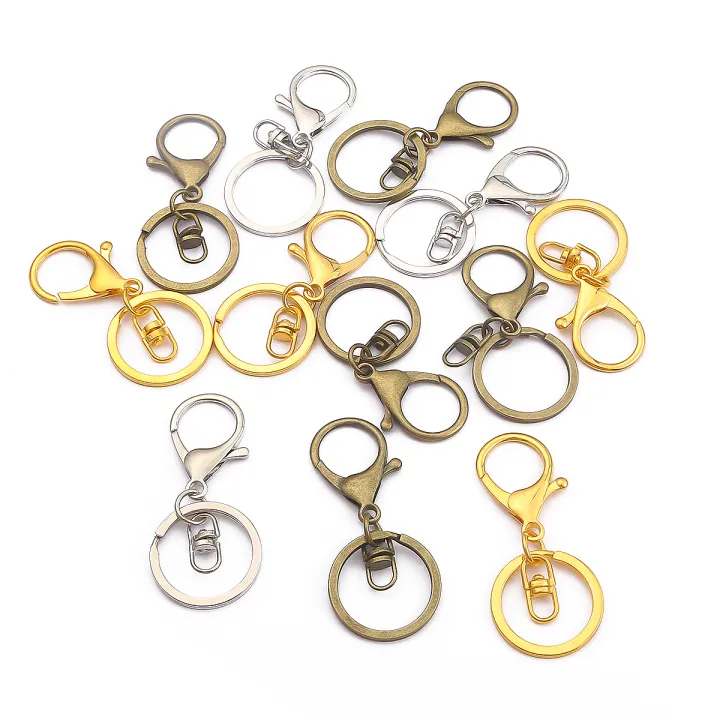 Flat Keychain Ring Holder 33mm with Chain 1 5pcs - Bead World