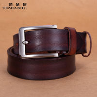 Belt Mens Pin Buckle Pant Belt First Layer Cowhide Casual Belt Vintage Belt Mens Leather Vegetable Tanned Leather Belt