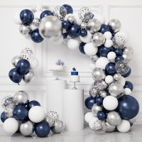 Navy Blue Silver บอลลูน Garland Arch ชุด Confetti Ballons Birthday Party Decor ฝักบัวอาบน้ำเด็ก Graduation Decor งานแต่งงาน Supply-iewo9238