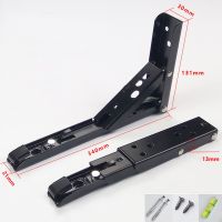 2PCS 14 Inch Black Triangle Folding Angle Bracket Adjustable Wall Mounted Durable Bearing Shelf Bracket DIY Home Table Bench