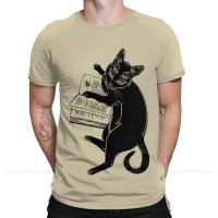 Men Demon Kitty DK TShirt Smart Black Boho Four Eyed Demon Magic Cat Pure Cotton O neck Tees Harajuku Adult Shirt Oversize