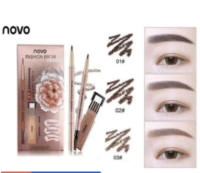 Novo Eyebrow ดินสอเขียนคิ้ว แถมไส้ดินสอ + บล๊อกคิ้ว 3 ชิ้นv**ของแท้ พร้อมส่ง