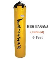 กระสอบทรายทรงกล้วย แฟร์แท็กซ์ HB6 สีเหลือง 6 ฟุต ( ขายแบบไม่บรรจุ) Fairtex Heavy Bag HB6 Yellow 6 Feets Banana Training MMA Kickboxing (Un-filled)