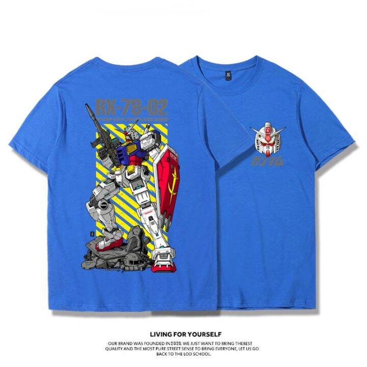 เสื้อยืดผู้ชาย-gundam-เสื้อยืด-mobile-suit-joint-rx78-2-อะนิเมะอุปกรณ์ต่อพ่วงครึ่งแขนเกาหลีรุ่นหลวมผ้าฝ้ายแบรนด์แขนสั้นผ