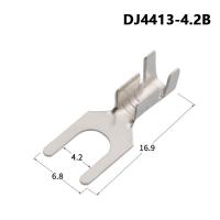 ขั้วต่อแบบส้อมเปลือยหัวจีบ Dj4413-4.2b ขั้วต่อสายไฟขั้วปลายสายไฟเย็นแบบลอนเย็น100ชิ้น