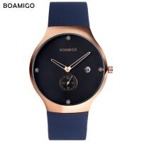 BOAMIGO men watches dress quartz watch fashion casual auto date wristwatches small second dial gift box clcok relogio masculino