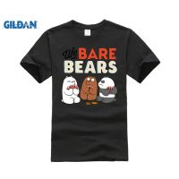 HOT ITEM!!Family Tee Couple Tee  new Diy Bears We Bare Bears Cards t shirt man cotton Casual Men T-shirt cmt Black