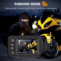 Motorcycle Camera Dash Cam, 2Inch IPS Screen 1080P+720P Dual AHD Bike Dashcam G-Sensor Parking Mode Driving Recorder