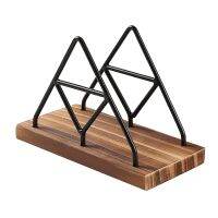 1 Piece Wooden Napkin Storage Table Napkin Holder Modern Farmhouse Decor for Indoor Outdoor Home Dining Restaurant Kitchen Decor with Black Metal Wire