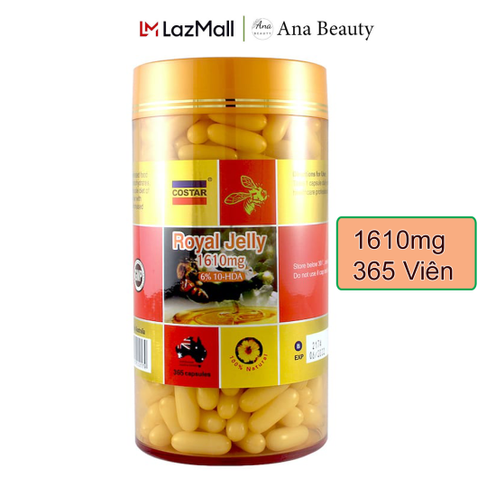Sữa ong chúa costar royal jelly 1610mg 6% 10-hda úc 365 viên hàm lượng - ảnh sản phẩm 1
