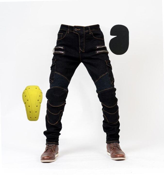 motopants-กางเกงขี่มอเตอร์ไซค์ผู้ชาย-กางเกงยีนส์ขับออฟโร้ดกางเกงมอเตอร์ครอสดีไซน์แบบมีซิปพร้อมอุปกรณ์ป้องกัน