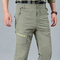 Outdoor Quick Dry Cargo Pants Mens Summer Thin Elastic Breathable Plus Size Leisure Trousers Hiking Sports Pants Man 5XL