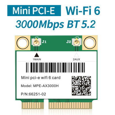 ไวไฟ6 Dual Band 3000Mbps บลูทูธ5.2 MPE-AX3000H สำหรับ AX200ไร้สายครึ่ง Mini PCI-E การ์ด Wifi 802.11ax/ac 2.4Ghz 5Ghz อะแดปเตอร์