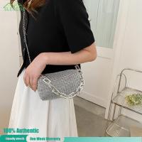 ?Arrive in 3 days? กระเป๋าสะพายแฟชั่น Rhinestones Shoulder Bag Diamond Cylinder Women Messenger Handbag กระเป๋าหิ้ว(Silver) ✨New Arrivals?