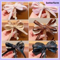 BETTERFORM 2PCS โบว์น๊อต ที่คาดผมสายโทรศัพท์ สิ่งประดิษฐ์ถักผม แถบคาดศีรษะ ห่วงผมเด็ก อุปกรณ์เสริมผม พลาสติกทำจากพลาสติก ยางรัดผม สาวๆ