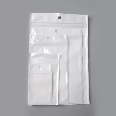 50-100pcs Multi Sizes White Clear Self Seal Zipper Plastic Retail Packaging Packing Poly Bag Zip lock Package Hang Hole