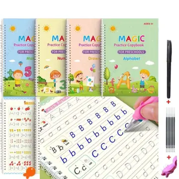 4 English Groove Calligraphy Practice Books, Drawing Letters, Addition And  Subtraction, Pre-school Control Pen Stickers, Children's Enlightenment, And
