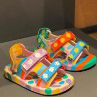 Summer New Contrast Color Cow Pattern Flat Children Sandals Fashion Baby Boys Girls Beach Shoes