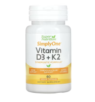 [EXP:01/2025] Super Nutrition, Vitamin D3 + K2, 60 Veggie Capsules, วิตามินดี3 เค2