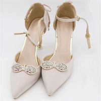 OKDEALS เครื่องประดับสตรีคริสตัลพลอยเทียมเป็นประกาย Sepatu Pengantin Wanita คลิปตกแต่งเงางามเครื่องประดับรองเท้าติดโบว์ที่หนีบรองเท้าหัวเข็มขัดมีเสน่ห์